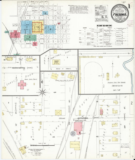 Sanborn Fire Insurance Map from Fredonia, Wilson County, Kansas (1905), Sheet #0001 - Complete Map Set gallery image, historic Sanborn map, vintage wall art, Kansas Kansas