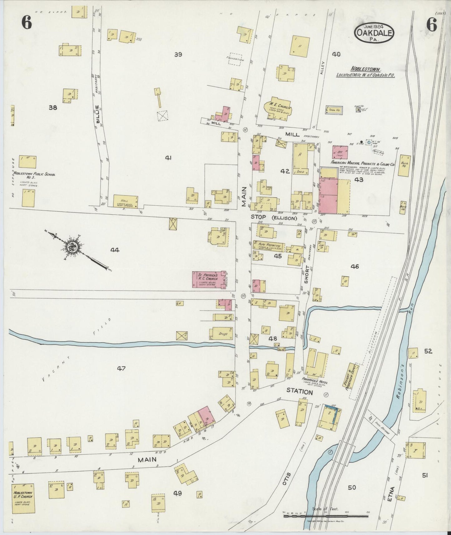 Sanborn Fire Insurance Map from Oakdale, Allegheny County, Pennsylvania (1924), Sheet #0006 - Complete Map Set gallery image, historic Sanborn map, vintage wall art, Pennsylvania Pennsylvania