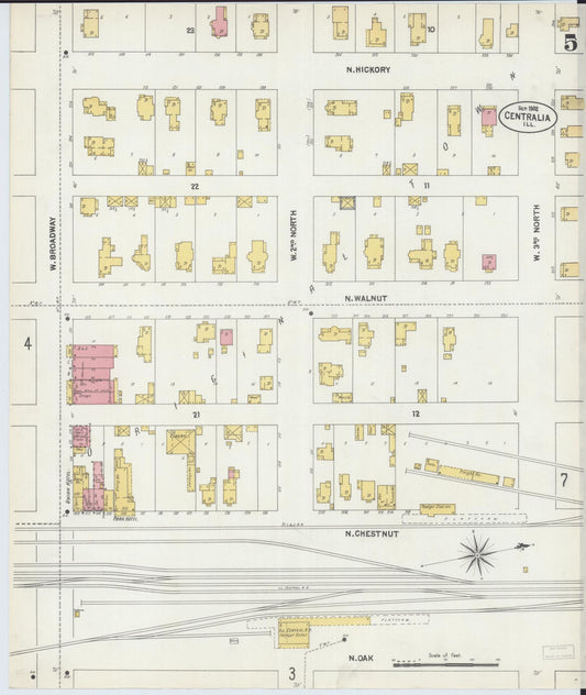 Sanborn Fire Insurance Map from Centralia, Marion, Clinton, Jefferson, and Washington Counties, Illinois (1902), Sheet #0005 - Historic Sanborn Fire Insurance Map Print, vintage old map wall art, antique decor, genealogy gift, Illinois Illinois map