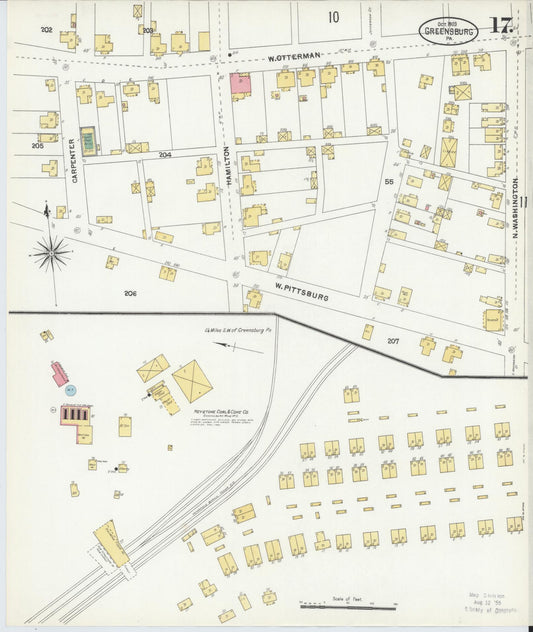Sanborn Fire Insurance Map from Greensburg, Westmoreland County, Pennsylvania (1903), Sheet #0017 - Historic Sanborn Fire Insurance Map Print, vintage old map wall art, antique decor, genealogy gift, Pennsylvania Pennsylvania map