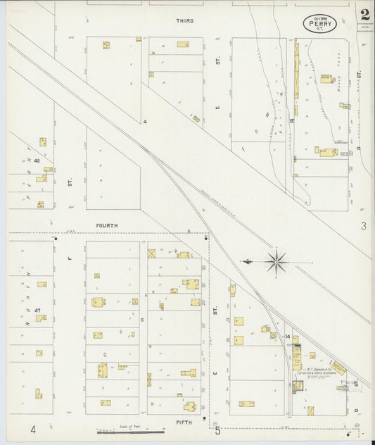 Sanborn Fire Insurance Map from Perry, Noble County, Oklahoma (1898), Sheet #0002 - Historic Sanborn Fire Insurance Map Print, vintage old map wall art, antique decor, genealogy gift, Oklahoma Oklahoma map