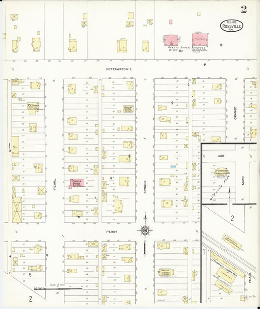 Sanborn Fire Insurance Map from Rossville, Shawnee County, Kansas (1912), Sheet #0002 - Historic Sanborn Fire Insurance Map Print, vintage old map wall art, antique decor, genealogy gift, Kansas Kansas map