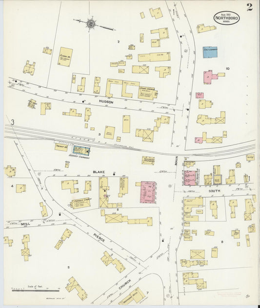 Sanborn Fire Insurance Map from Northboro, Worcester County, Massachusetts (1910), Sheet #0002 - Historic Sanborn Fire Insurance Map Print, vintage old map wall art, antique decor, genealogy gift, Massachusetts Massachusetts map