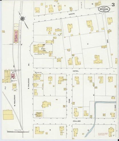 Sanborn Fire Insurance Map from Wesson, Copiah County, Mississippi (1910), Sheet #0003 - Complete Map Set gallery image, historic Sanborn map, vintage wall art, Mississippi Mississippi