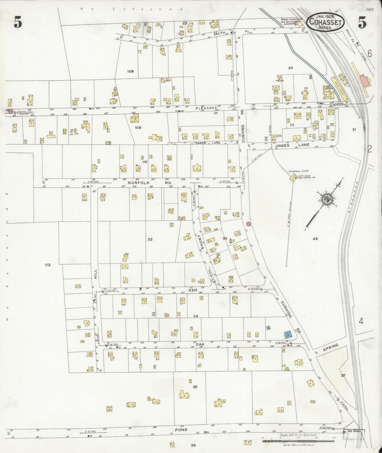 Sanborn Fire Insurance Map from Cohasset, Norfolk County, Massachusetts (1928), Sheet #0005 - Complete Map Set gallery image, historic Sanborn map, vintage wall art, Massachusetts Massachusetts