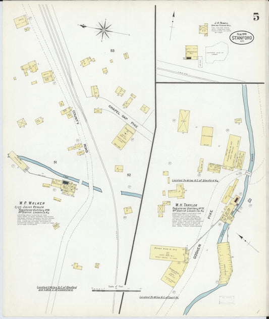 Sanborn Fire Insurance Map from Stanford, Lincoln County, Kentucky (1908), Sheet #0005 - Historic Sanborn Fire Insurance Map Print, vintage old map wall art, antique decor, genealogy gift, Kentucky Kentucky map