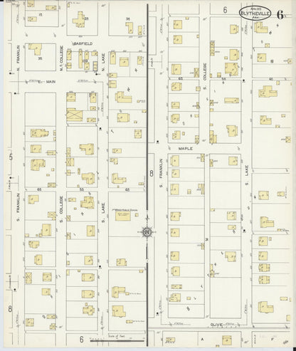 Sanborn Fire Insurance Map from Blytheville, Mississippi County, Arkansas (1913), Sheet #0006 - Complete Map Set gallery image, historic Sanborn map, vintage wall art, Blytheville Mississippi