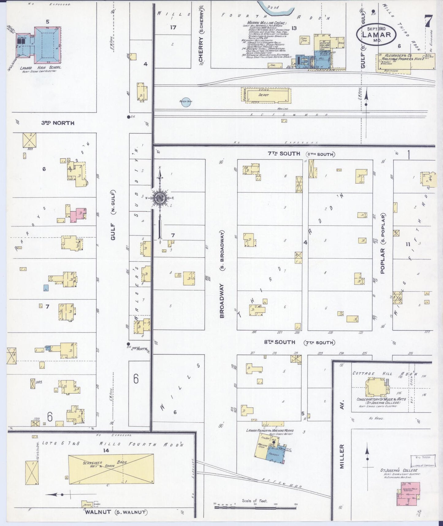 Sanborn Fire Insurance Map from Lamar, Barton County, Missouri (1910), Sheet #0007 - Complete Map Set gallery image, historic Sanborn map, vintage wall art, Missouri Missouri