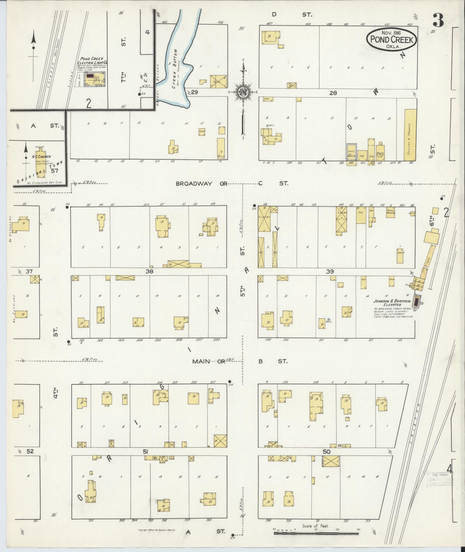 Sanborn Fire Insurance Map from Pond Creek, Grant County, Oklahoma (1916), Sheet #0003 - Complete Map Set gallery image, historic Sanborn map, vintage wall art, Oklahoma Oklahoma