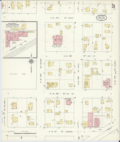 Sanborn Fire Insurance Map from Galva, Henry County, Illinois (1913), Sheet #0003 - Complete Map Set gallery image, historic Sanborn map, vintage wall art, Illinois Illinois