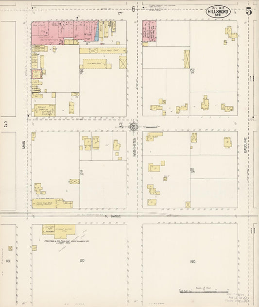 Sanborn Fire Insurance Map from Hillsboro, Washington County, Oregon (1912), Sheet #0005 - Historic Sanborn Fire Insurance Map Print, vintage old map wall art, antique decor, genealogy gift, Oregon Oregon map