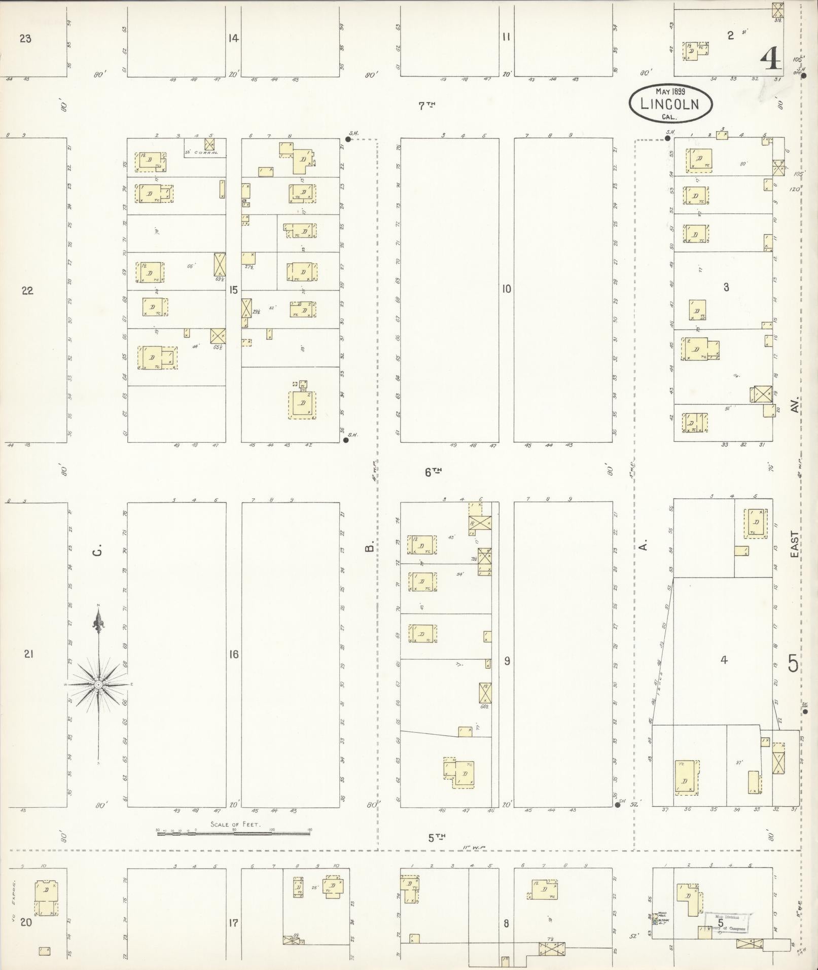 Sanborn Fire Insurance Map from Lincoln, Placer County, California (1899), Sheet #0004 - Historic Sanborn Fire Insurance Map Print, vintage old map wall art, antique decor, genealogy gift, California California map