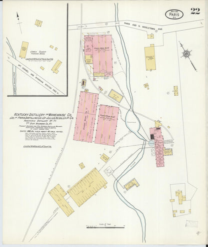 Sanborn Fire Insurance Map from Paris, Bourbon County, Kentucky (1912), Sheet #0022 - Complete Map Set gallery image, historic Sanborn map, vintage wall art, Kentucky Kentucky