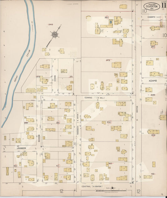 Sanborn Fire Insurance Map from Silverton, Marion County, Oregon (1939), Sheet #0011 - Historic Sanborn Fire Insurance Map Print, vintage old map wall art, antique decor, genealogy gift, Oregon Oregon map