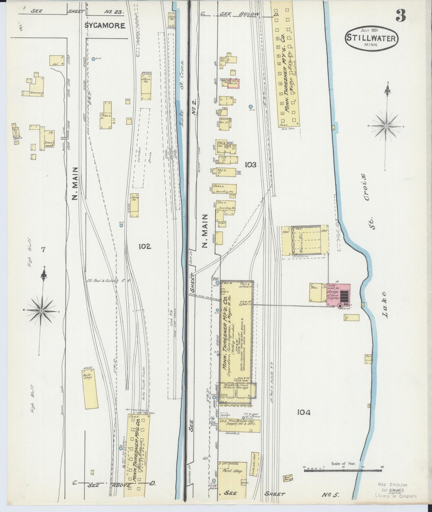 Sanborn Fire Insurance Map from Stillwater, Washington County, Minnesota (1891), Sheet #0003 - Complete Map Set gallery image, historic Sanborn map, vintage wall art, Minnesota Minnesota