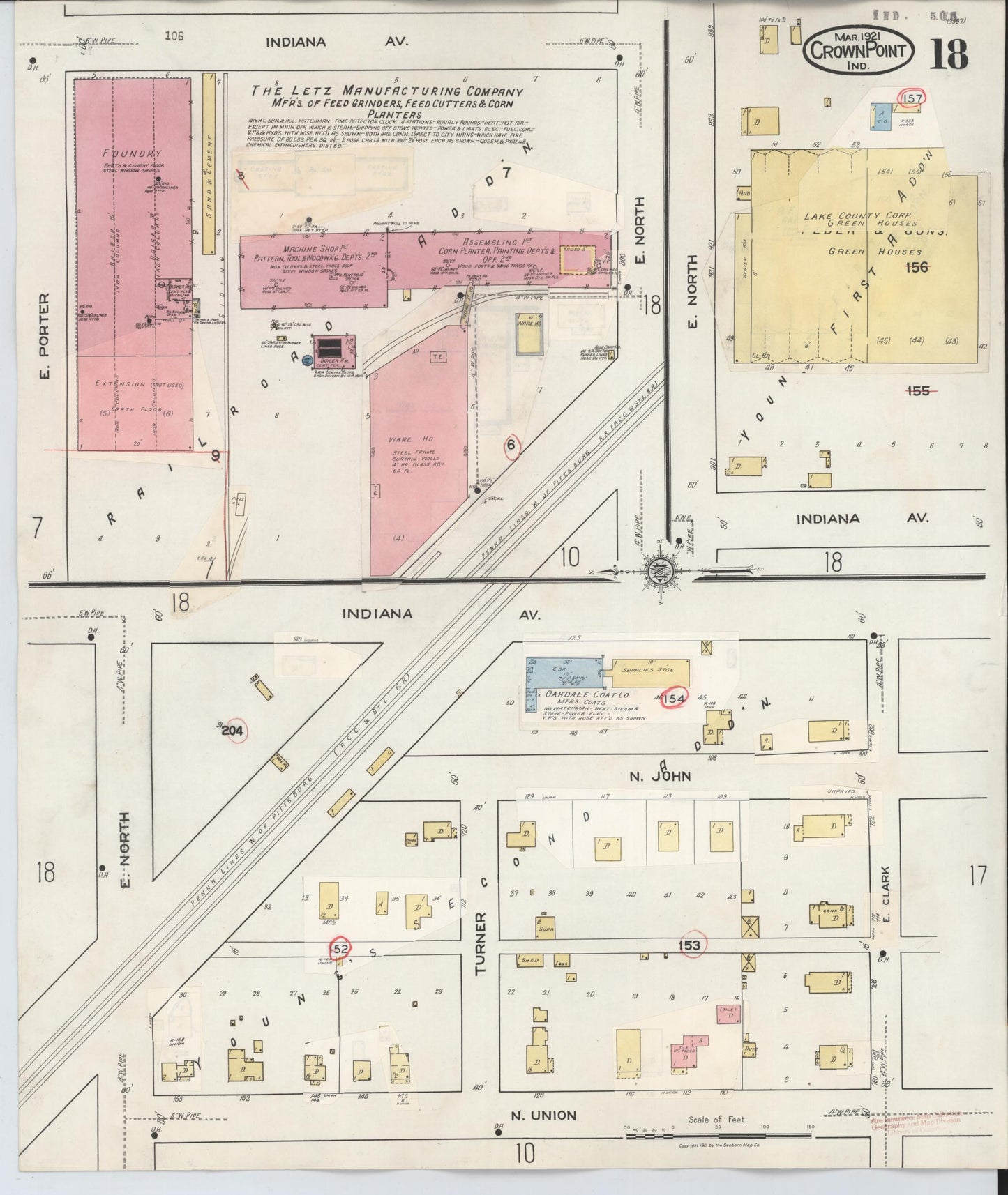 Sanborn Fire Insurance Map from Crown Point, Lake County, Indiana (1948), Sheet #0018 - Historic Sanborn Fire Insurance Map Print, vintage old map wall art, antique decor, genealogy gift, Indiana Indiana map