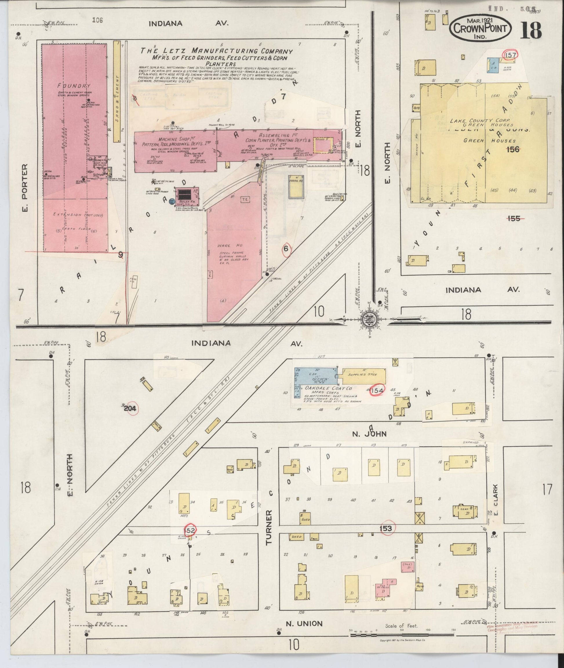 Sanborn Fire Insurance Map from Crown Point, Lake County, Indiana (1948), Sheet #0018 - Historic Sanborn Fire Insurance Map Print, vintage old map wall art, antique decor, genealogy gift, Indiana Indiana map