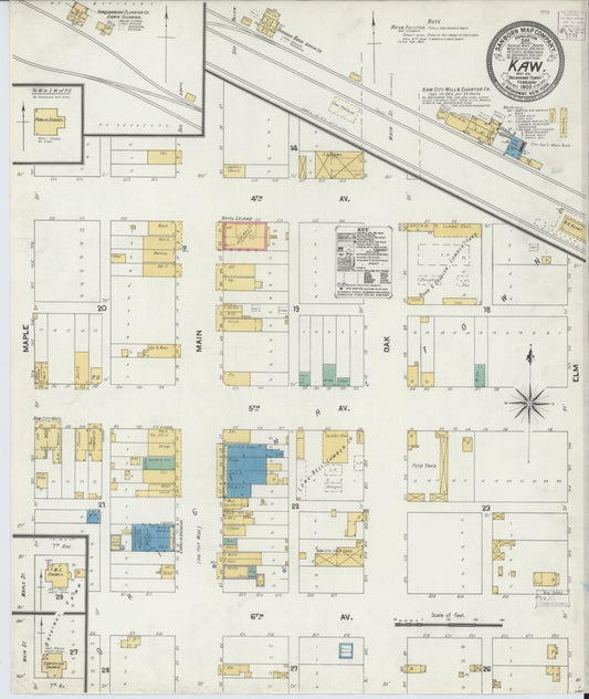 Sanborn Fire Insurance Map from Kaw, Kay County, Oklahoma (1905), Sheet #0001 - Historic Sanborn Fire Insurance Map Print, vintage old map wall art, antique decor, genealogy gift, Oklahoma Oklahoma map