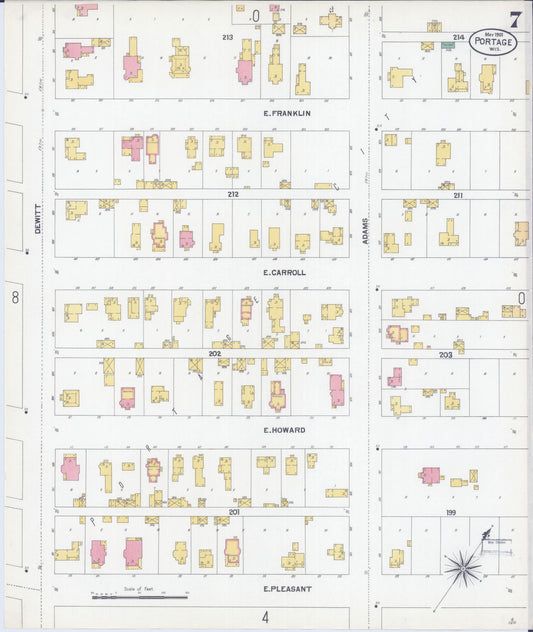 Sanborn Fire Insurance Map from Portage, Columbia County, Wisconsin (1901), Sheet #0007 - Historic Sanborn Fire Insurance Map Print, vintage old map wall art, antique decor, genealogy gift, Wisconsin Wisconsin map