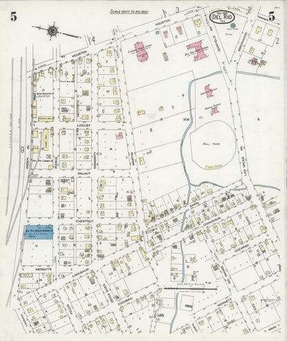 Sanborn Fire Insurance Map from Del Rio, Val Verde County, Texas (1924), Sheet #0005 - Complete Map Set gallery image, historic Sanborn map, vintage wall art, Texas Texas
