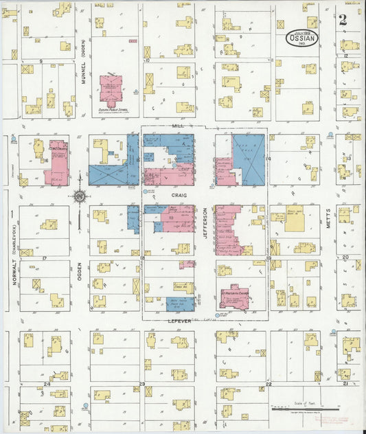 Sanborn Fire Insurance Map from Ossian, Wells County, Indiana (1919), Sheet #0002 - Historic Sanborn Fire Insurance Map Print, vintage old map wall art, antique decor, genealogy gift, Indiana Indiana map