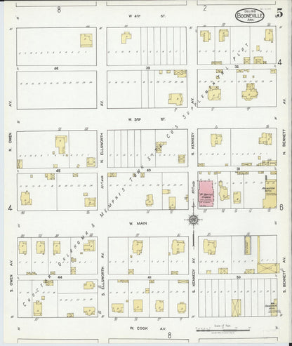 Sanborn Fire Insurance Map from Booneville, Logan County, Arkansas (1918), Sheet #0005 - Complete Map Set gallery image, historic Sanborn map, vintage wall art, Arkansas Arkansas