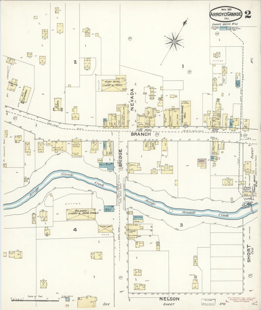 Sanborn Fire Insurance Map from Arroyo Grande, San Luis Obispo County, California (1891), Sheet #0002 - Historic Sanborn Fire Insurance Map Print, vintage old map wall art, antique decor, genealogy gift, California California map