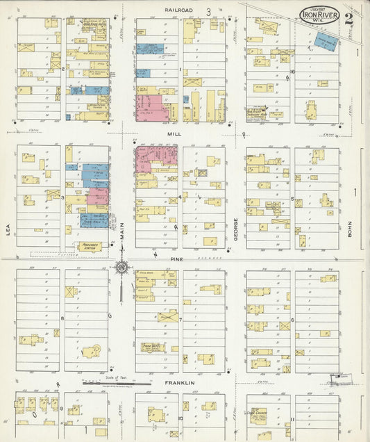 Sanborn Fire Insurance Map from Iron River, Bayfield County, Wisconsin (1917), Sheet #0002 - Historic Sanborn Fire Insurance Map Print, vintage old map wall art, antique decor, genealogy gift, Wisconsin Wisconsin map