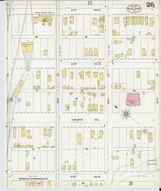 Sanborn Fire Insurance Map from Ashland, Ashland County, Wisconsin (1901), Sheet #0026 - Historic Sanborn Fire Insurance Map Print, vintage old map wall art, antique decor, genealogy gift, Wisconsin Wisconsin map