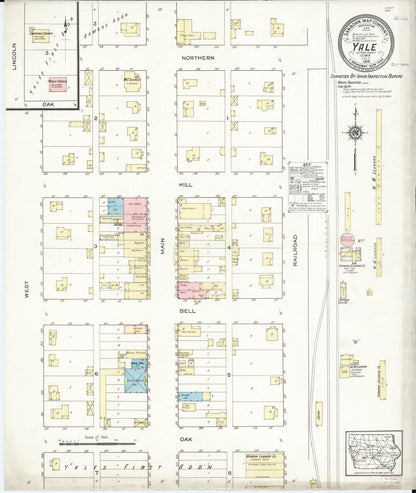 Sanborn Fire Insurance Map from Yale, Guthrie County, Iowa (1914), Sheet #0001 - Historic Sanborn Fire Insurance Map Print, vintage old map wall art