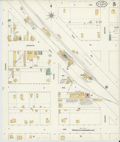 Sanborn Fire Insurance Map from Yukon, Canadian County, Oklahoma (1904), Sheet #0003 - Complete Map Set gallery image, historic Sanborn map, vintage wall art, Oklahoma Oklahoma