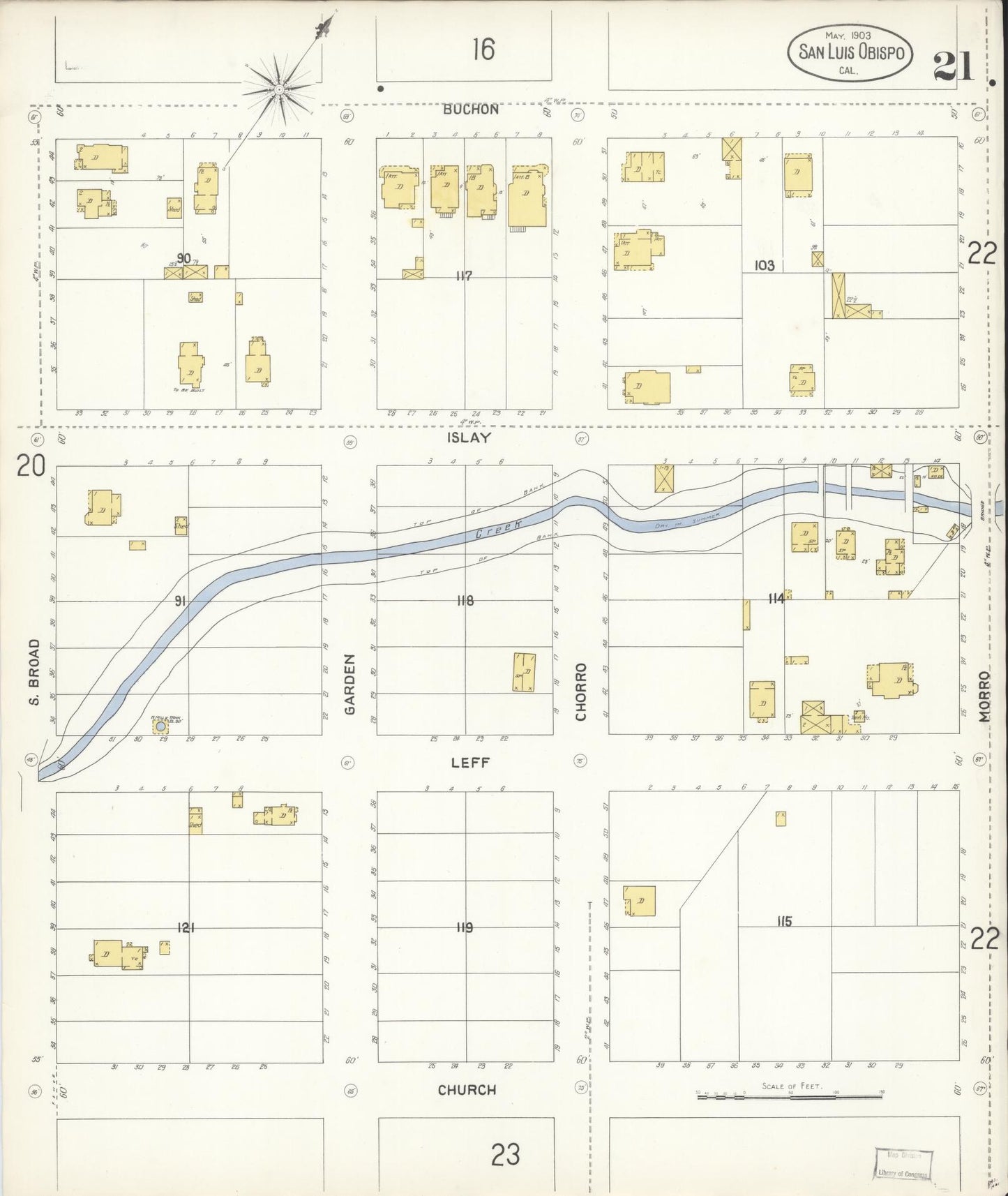 Sanborn Fire Insurance Map from San Luis Obispo, San Luis Obispo County, California (1903), Sheet #0021 - Complete Map Set gallery image, historic Sanborn map, vintage wall art, California California