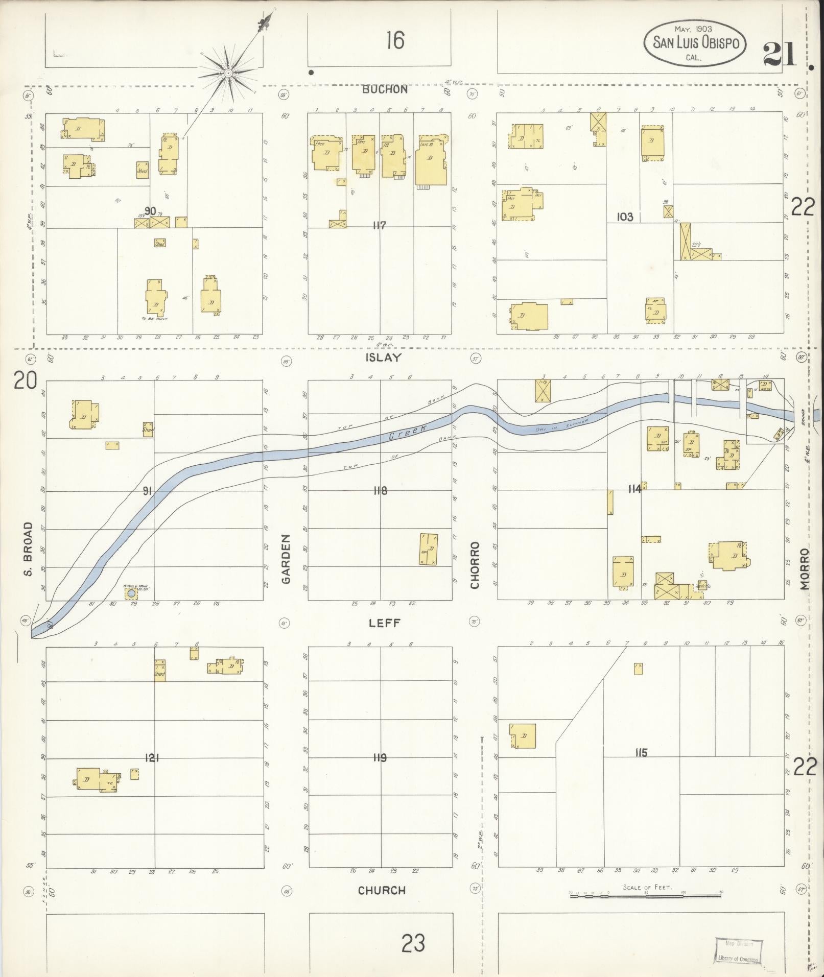 Sanborn Fire Insurance Map from San Luis Obispo, San Luis Obispo County, California (1903), Sheet #0021 - Complete Map Set gallery image, historic Sanborn map, vintage wall art, California California