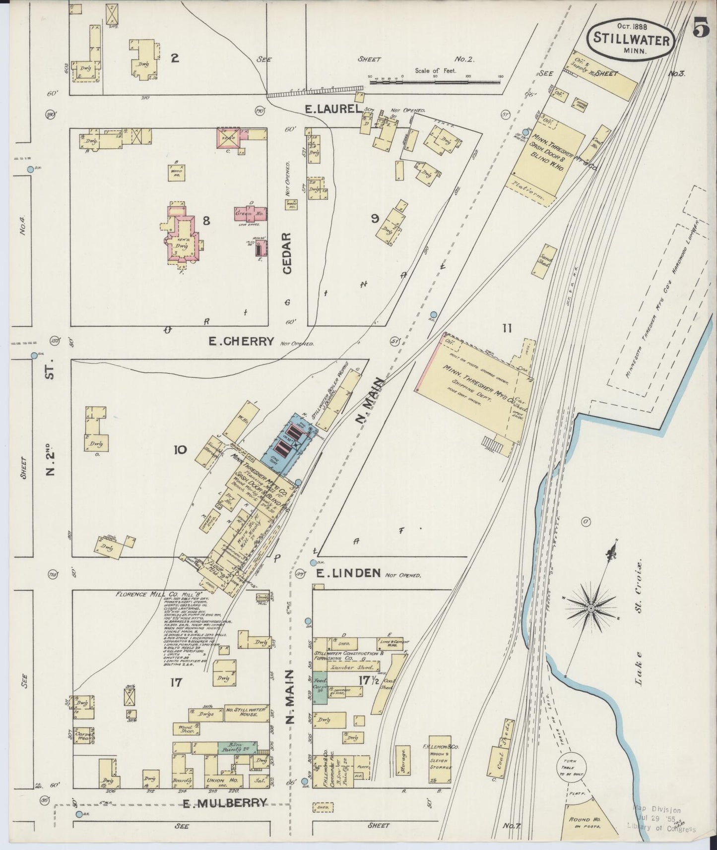 Sanborn Fire Insurance Map from Stillwater, Washington County, Minnesota (1888), Sheet #0005 - Complete Map Set gallery image, historic Sanborn map, vintage wall art, Minnesota Minnesota