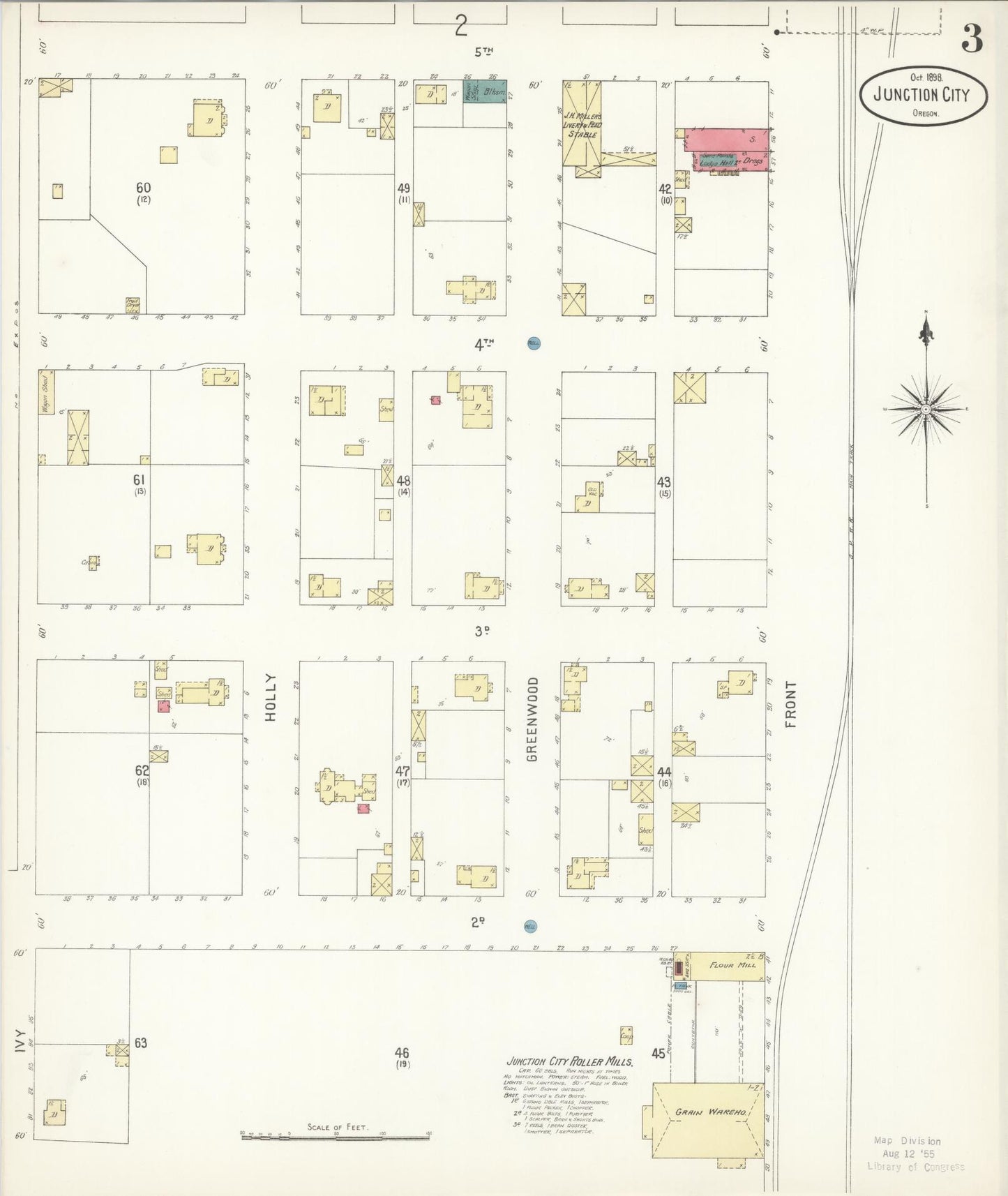 Sanborn Fire Insurance Map from Junction City, Lane County, Oregon (1898), Sheet #0003 - Complete Map Set gallery image, historic Sanborn map, vintage wall art, Oregon Oregon