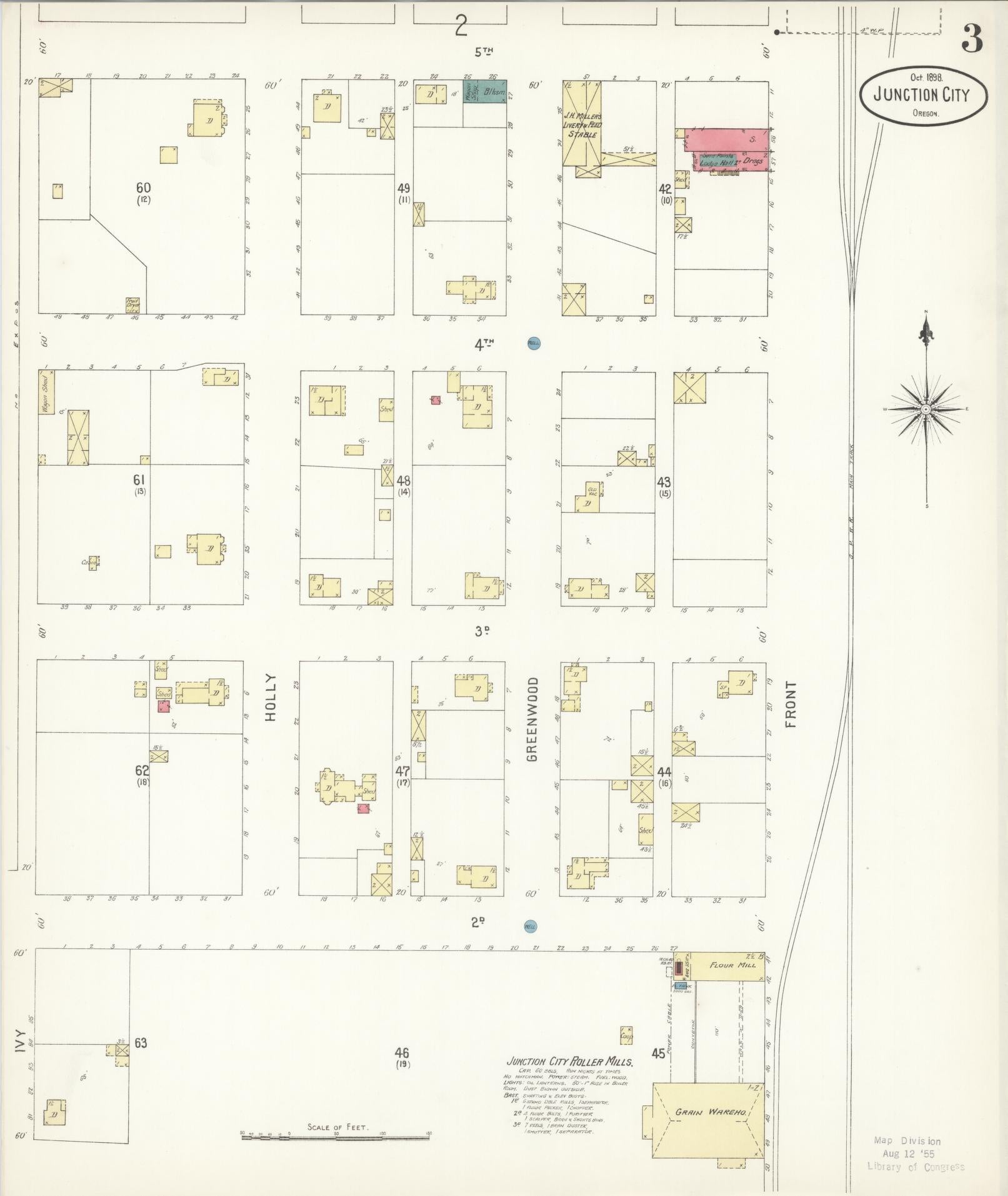 Sanborn Fire Insurance Map from Junction City, Lane County, Oregon (1898), Sheet #0003 - Complete Map Set gallery image, historic Sanborn map, vintage wall art, Oregon Oregon
