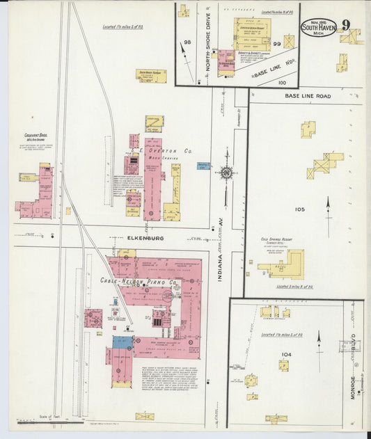 Sanborn Fire Insurance Map from South Haven, Van Buren County, Michigan (1916), Sheet #0009 - Historic Sanborn Fire Insurance Map Print, vintage old map wall art, antique decor, genealogy gift, Michigan Michigan map
