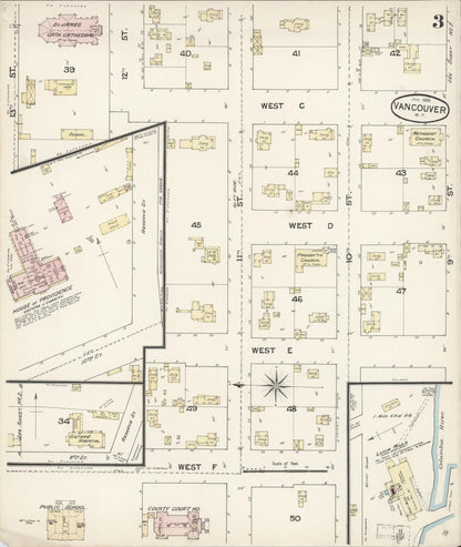 Sanborn Fire Insurance Map from Vancouver, Clark County, Washington (1888), Sheet #0003 - Complete Map Set gallery image, historic Sanborn map, vintage wall art, Washington Washington
