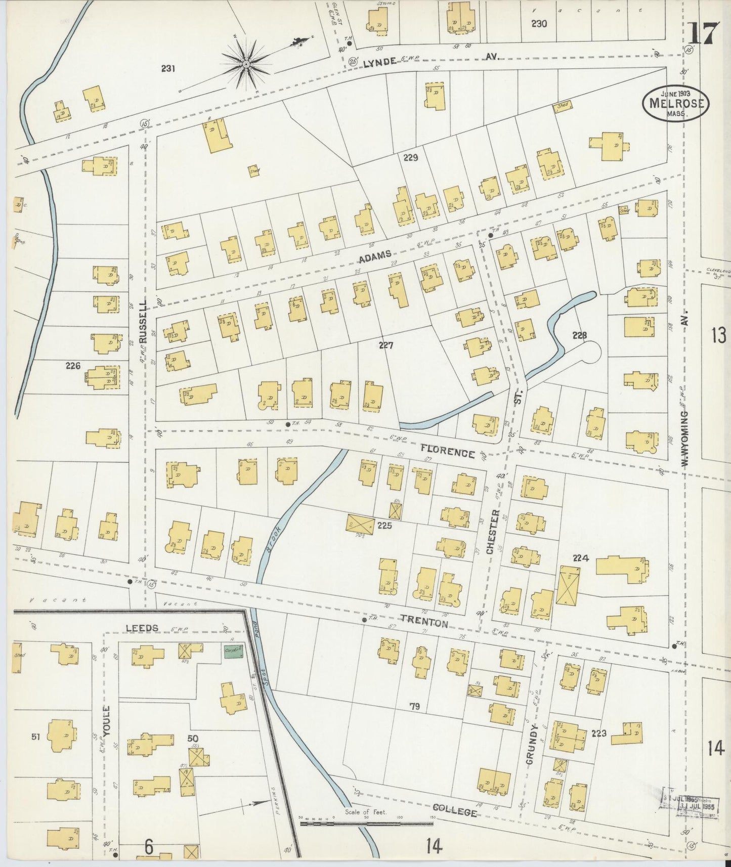 Sanborn Fire Insurance Map from Melrose, Middlesex County, Massachusetts (1903), Sheet #0017 - Complete Map Set gallery image, historic Sanborn map, vintage wall art, Massachusetts Massachusetts