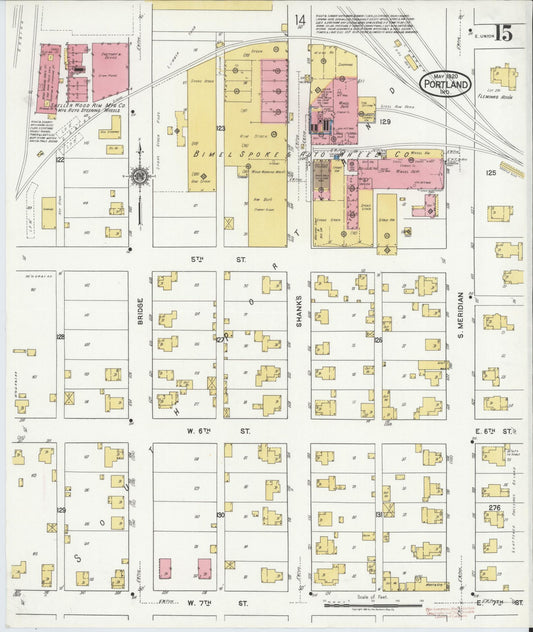 Sanborn Fire Insurance Map from Portland, Jay County, Indiana (1920), Sheet #0015 - Historic Sanborn Fire Insurance Map Print, vintage old map wall art, antique decor, genealogy gift, Indiana Indiana map