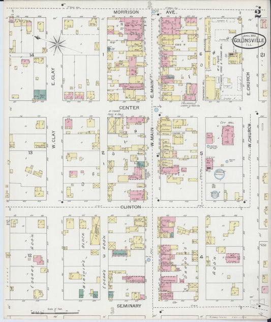 Sanborn Fire Insurance Map from Collinsville, Madison County, Illinois (1893), Sheet #0002 - Historic Sanborn Fire Insurance Map Print, vintage old map wall art, antique decor, genealogy gift, Illinois Illinois map