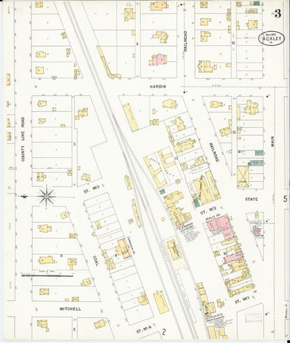 Sanborn Fire Insurance Map from Ackley, Hardin and Franklin Counties, Iowa (1900), Sheet #0003 - Historic Sanborn Fire Insurance Map Print