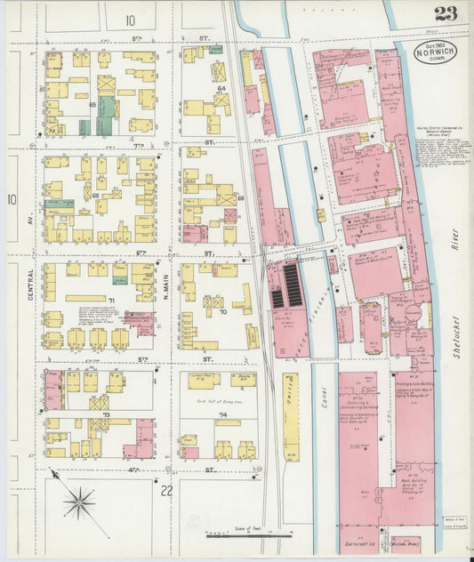 Sanborn Fire Insurance Map from Norwich, New London County, Connecticut (1903), Sheet #0023 - Historic Sanborn Fire Insurance Map Print, vintage old map wall art, antique decor, genealogy gift, Connecticut Connecticut map