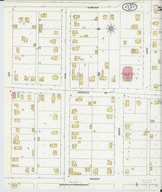 Sanborn Fire Insurance Map from Kent, Portage County, Ohio (1904), Sheet #0005 - Historic Sanborn Fire Insurance Map Print, vintage old map wall art, antique decor, genealogy gift, Ohio Ohio map