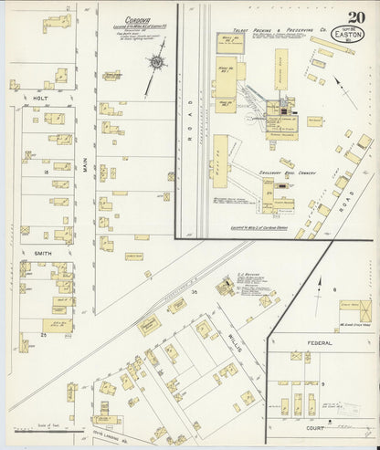 Sanborn Fire Insurance Map from Easton, Talbot County, Maryland (1912), Sheet #0020 - Complete Map Set gallery image, historic Sanborn map, vintage wall art, Maryland Maryland