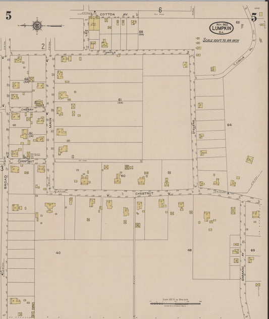 Sanborn Fire Insurance Map from Lumpkin, Stewart County, Georgia (1922), Sheet #0005 - Historic Sanborn Fire Insurance Map Print, vintage old map wall art, antique decor, genealogy gift, Georgia Georgia map