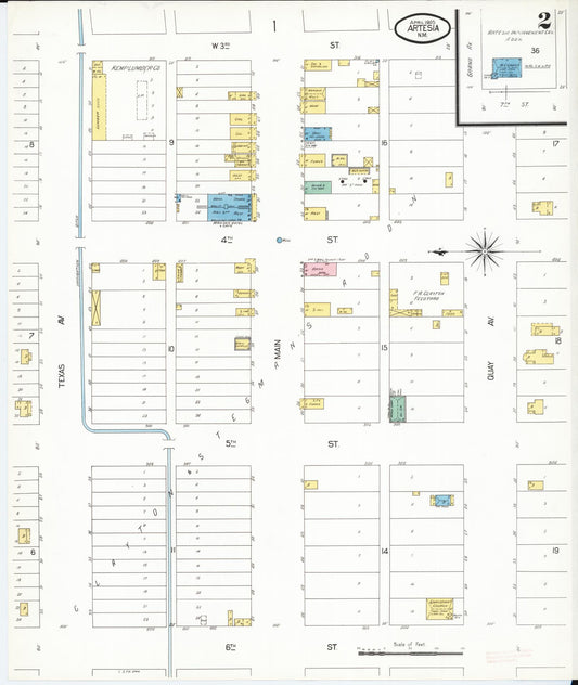 Sanborn Fire Insurance Map from Artesia, Eddy County, New Mexico (1905), Sheet #0002 - Historic Sanborn Fire Insurance Map Print, vintage old map wall art, antique decor, genealogy gift, New Mexico New Mexico map