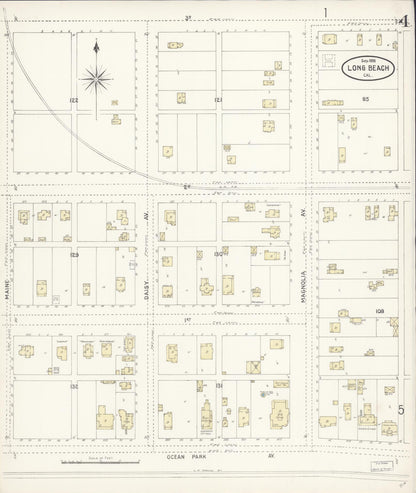 Sanborn Fire Insurance Map from Long Beach, Los Angeles County, California (1898), Sheet #0004 - Complete Map Set gallery image, historic Sanborn map, vintage wall art, California California