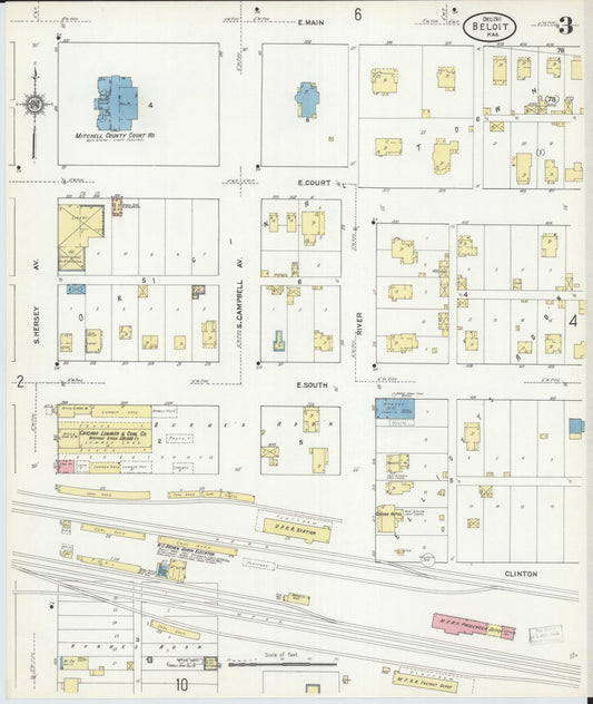 Sanborn Fire Insurance Map from Beloit, Mitchell County, Kansas (1911), Sheet #0003 - Historic Sanborn Fire Insurance Map Print, vintage old map wall art, antique decor, genealogy gift, Kansas Kansas map