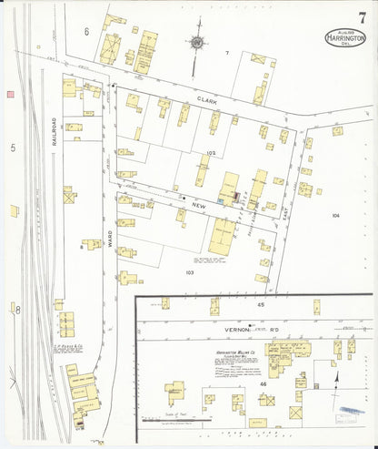 Sanborn Fire Insurance Map from Harrington, Kent County, Delaware (1919), Sheet #0007 - Complete Map Set gallery image, historic Sanborn map, vintage wall art, Delaware Delaware